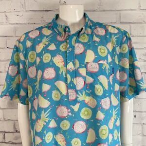 Chubbies Shirt Men's‎ XXL 2XL Polo 1/3 Button Up Shirt Floral Pineapples Fruit